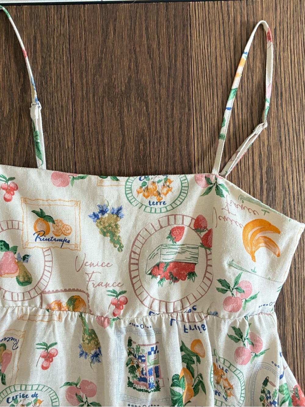 Joie Linen Midi Dress, Fruit Pattern, Summer Pretty! 🍓🍑🍇🍋 - Picture 2 of 9